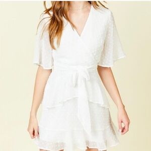Altar'd State White Ruffle Mini Dress